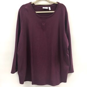 Denim & Co Knit Top 3X Maroon Wine